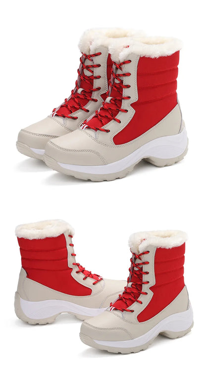 Botines de cuña con plataforma y forro de felpa para mujer AZGB