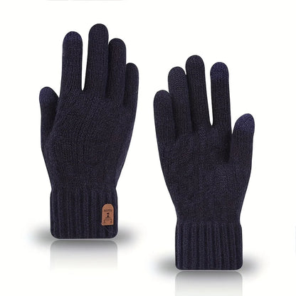Guanti da uomo in maglia di misto lana con fodera in pile – Touchscreen, antiscivolo