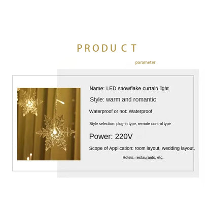 Snowflake Curtain Lights – 3.2 m LED Christmas Window Lights, 8 Modes