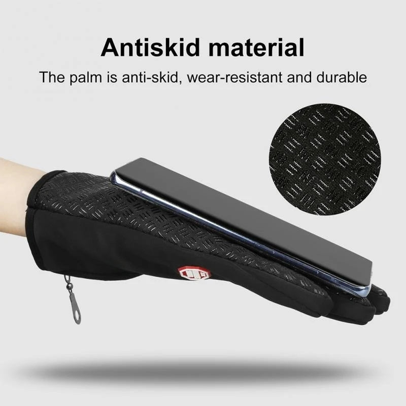 Men's Windproof Touchscreen Winter Gloves with Zip Cuff