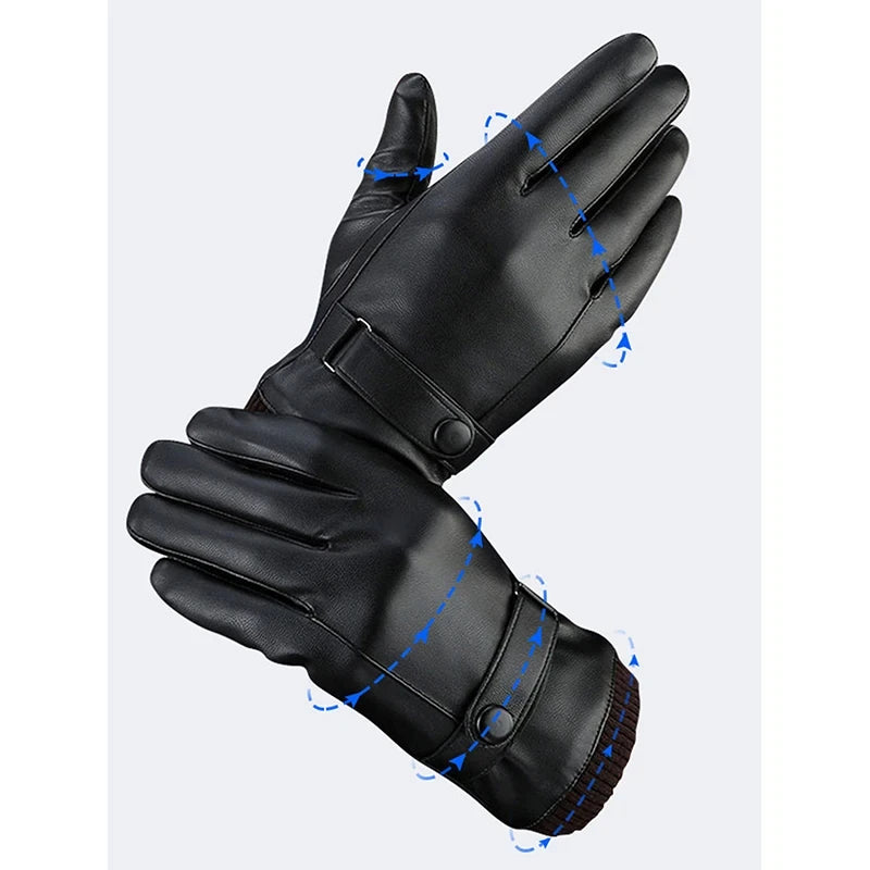 Men's Faux Leather Driving Gloves – Touchscreen, Non-Slip