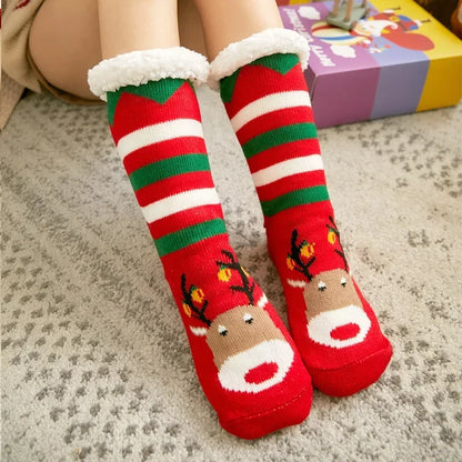 Weihnachten Plüschsocken Damen Winter Thermosocken Warme Bodensocken Weiche weibliche Haussocken Indoor Geschenke Rutschfeste Griffsocken Flauschig