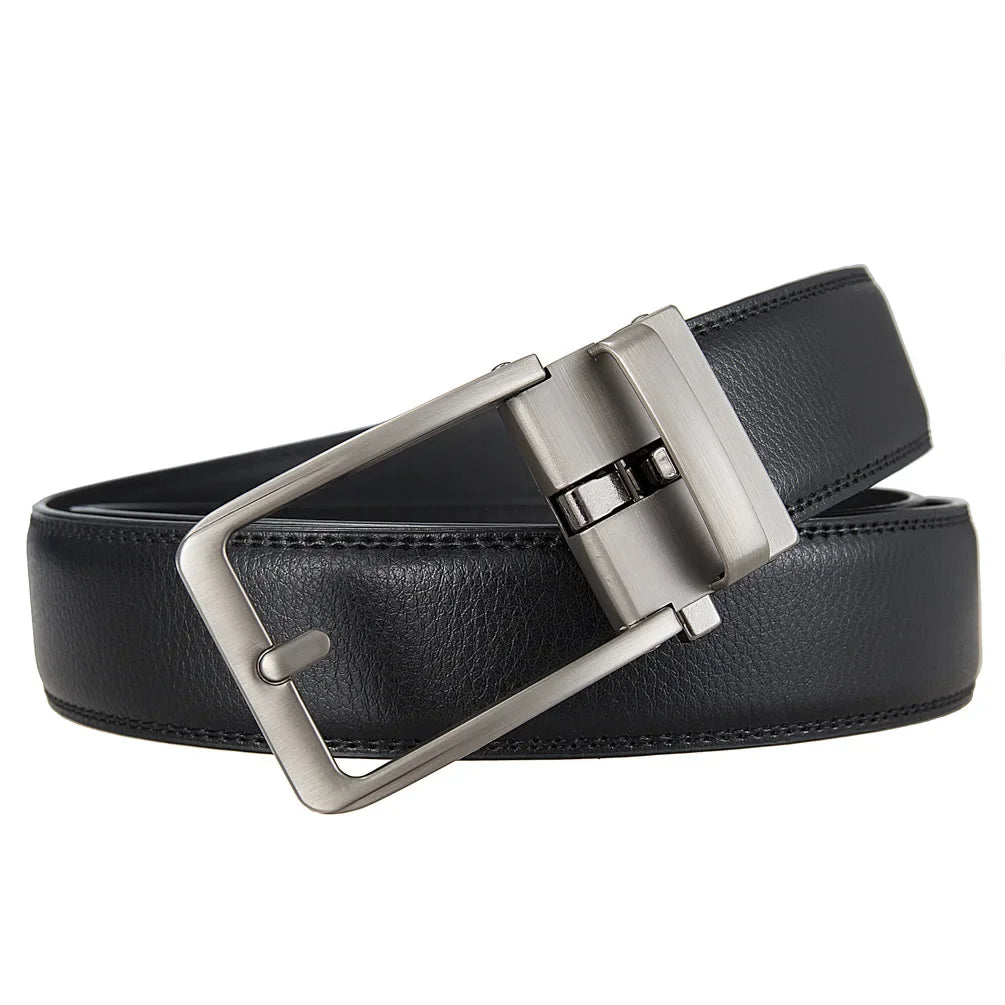 Men's Leather Click Belt – Automatic Buckle, Sizes up to 170 cm