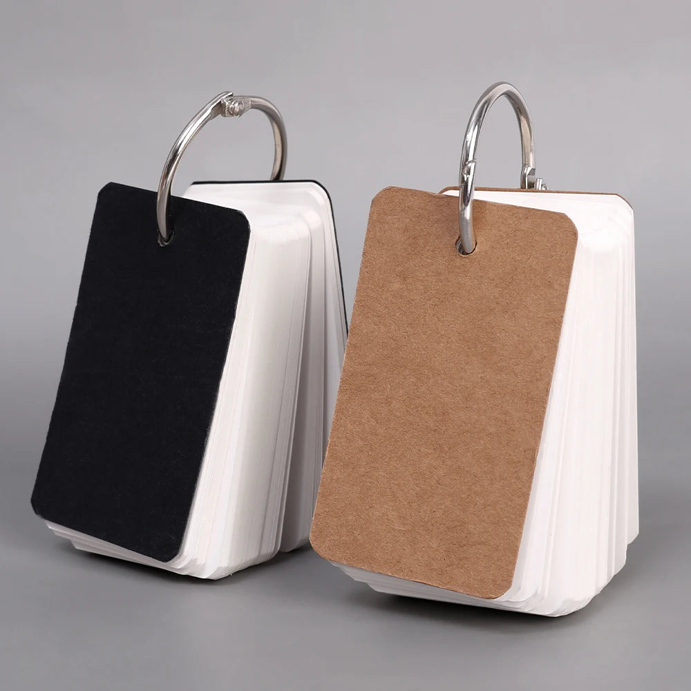 Kraft Paper Blank Flashcards with Binder Rings Spiral Notepads Detachable Kids Mini Notebooks Study Cards Book Kawaii Stationery