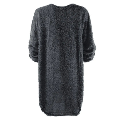 Knie-langes Damen-Strickkleid mit Rundhalsausschnitt