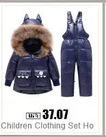 Autumn Winter Down Jacket for Girl Clothes Kids Overalls Snowsuit Baby Boy over Coat Toddler New Clothing Set Parka Real Fur