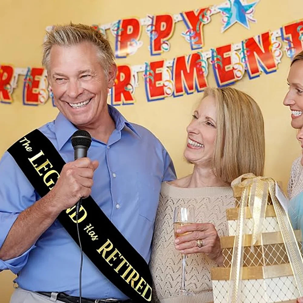 "The Legend Has Retired" Sash – Black & Gold Retirement Party Sash