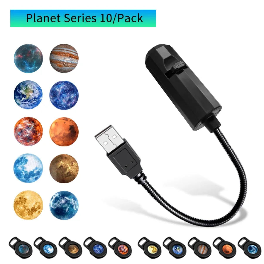 USB Projector Night Light – Christmas, Halloween & Planet Film Discs