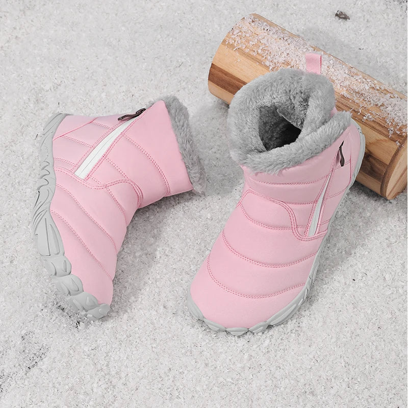 2026 Kids Wide Toe Barefoot Snow Boots Boys Girls Winter Shoes Outdoor Waterproof Sneakers Girls Boys Non-Slip Warm Snow Boots