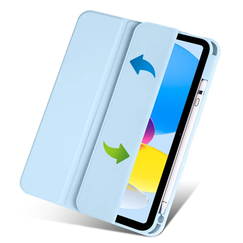 Light blue case with screen protector on a white background