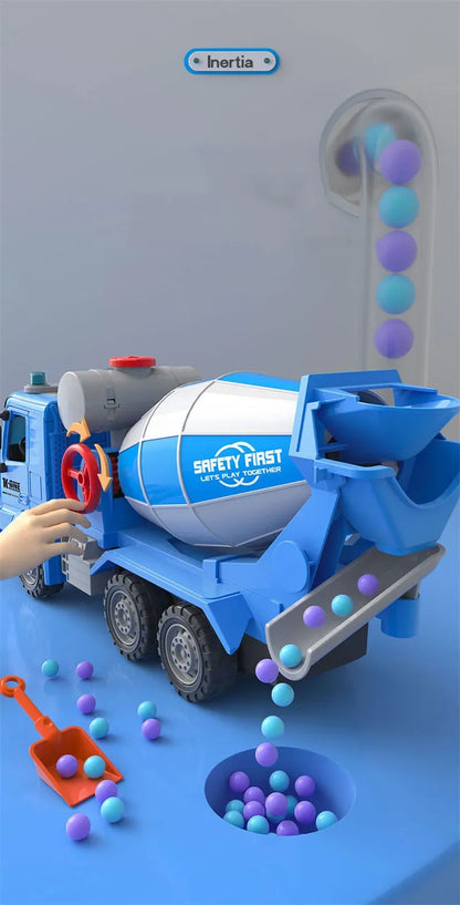 Large Toy Cement Mixer Truck – Friction-Powered with Lights & Music