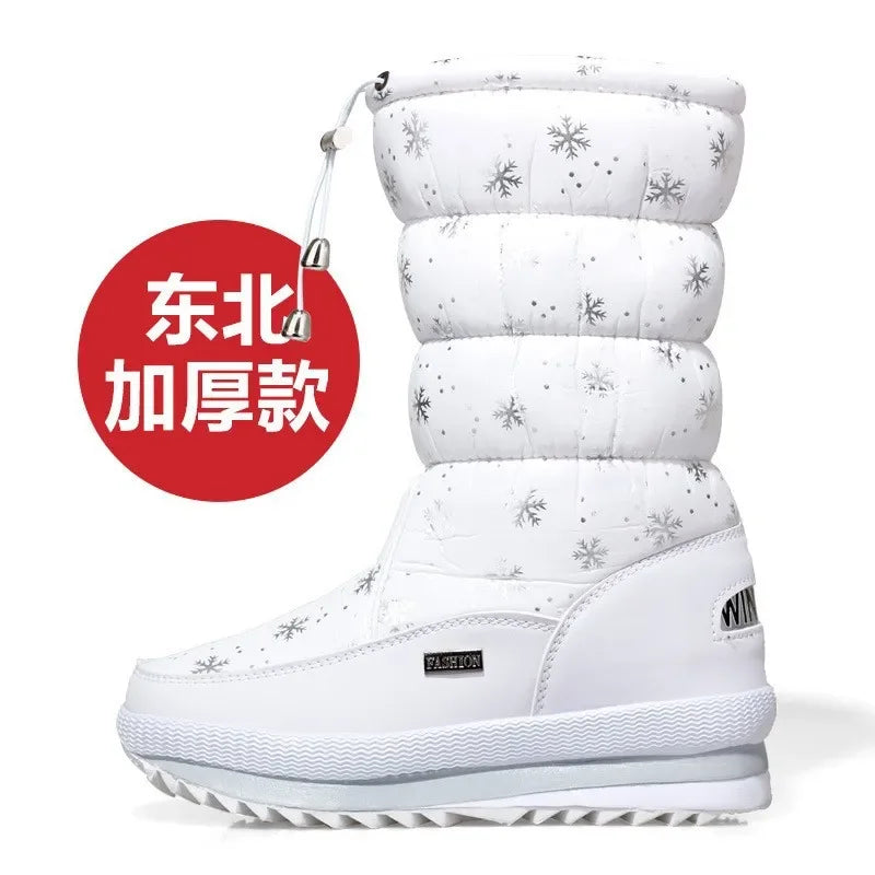 Women's Platform Snow Boots – Plush-Lined Mid-Calf Winter Boots with Side Zip