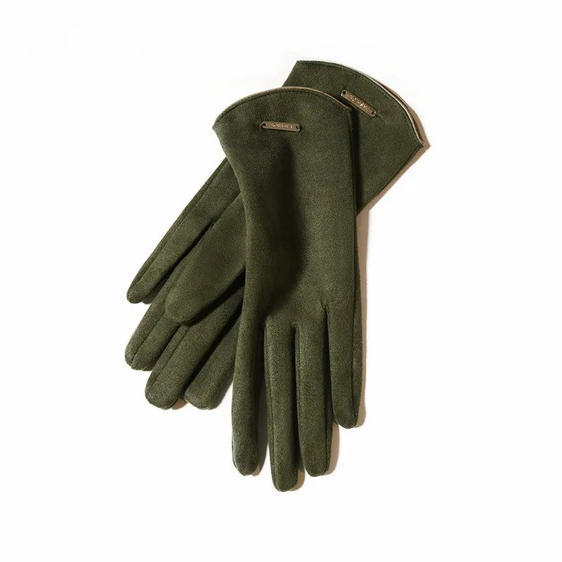 Women's Windproof Suede-Feel Touchscreen Gloves