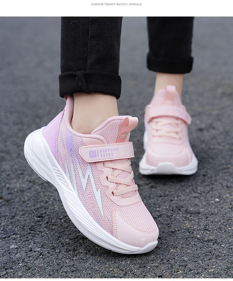 Cute Girls Casual Shoes White Mesh Sneakers Student Kids Summer Sock Footwear Fashion Children Sport Shoes Tenis Running Autumn