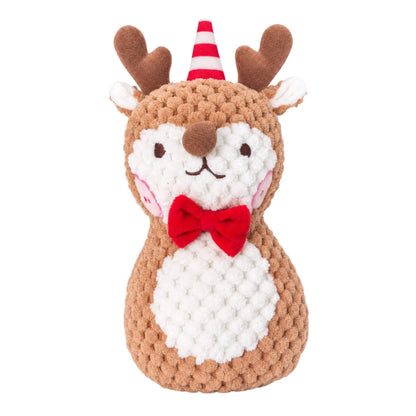 Plüsch-Kauspielzeug für Hunde mit Quietschgeräusch, Weihnachtsmotiv mit Nikolaus, Rentier, Lebkuchenmännchen und Donut, Weihnachts-Plüschspielzeug für Katzen und Hunde, Quietsche-Haustierspielzeug