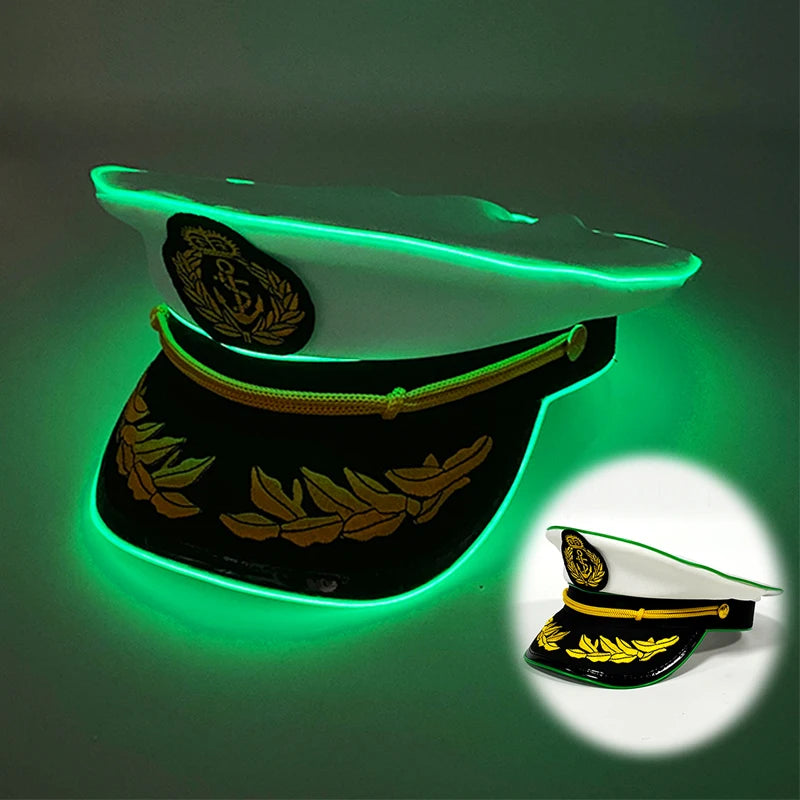LED Light-Up Pirate Captain Hat - Glowing Tricorn Costume Hat for Halloween & Parties