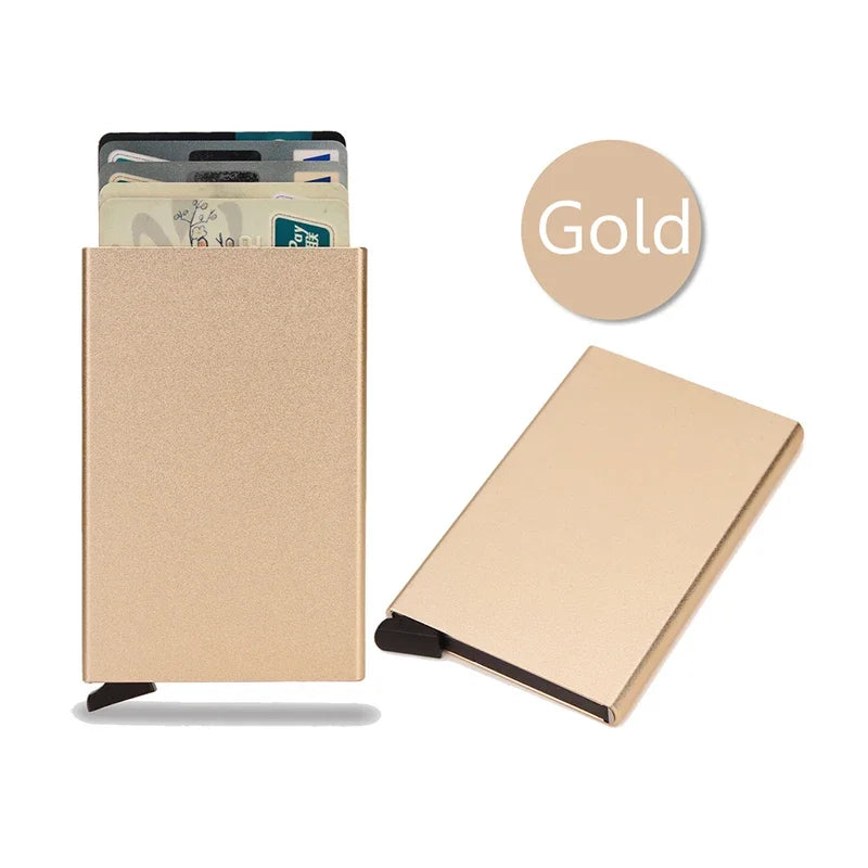 Slim Metal RFID Card Holder – Pop-Up Minimalist Wallet for Men & Women