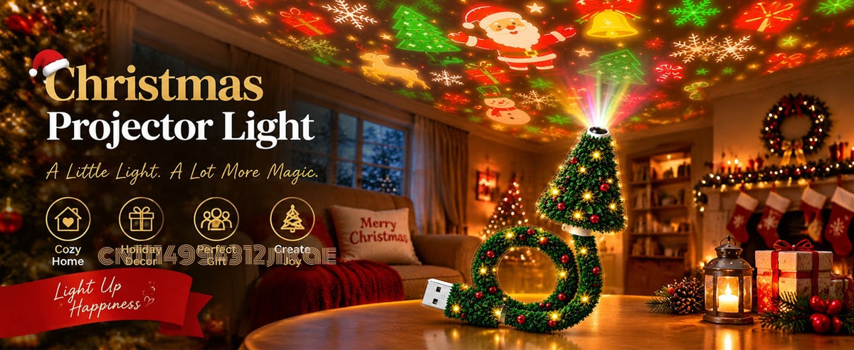 Flexible Christmas Tree Projector Lamp – USB, 6+ Holiday Patterns