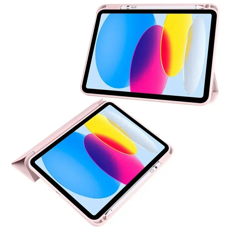 Two tablet devices with colorful screens on a white background