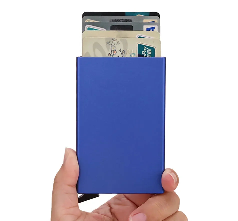 Slim Metal RFID Card Holder – Pop-Up Minimalist Wallet for Men & Women