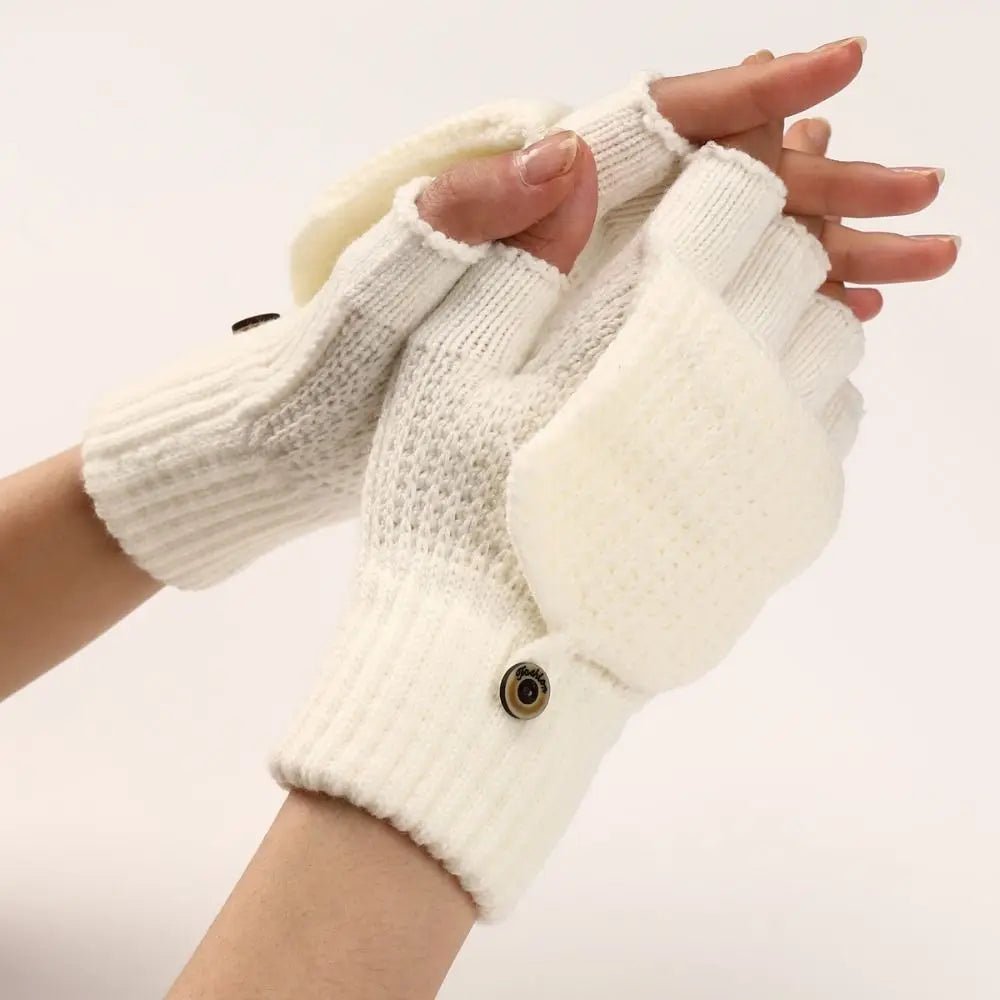 Knit Flip-Top Fingerless Mittens – Convertible Winter Gloves