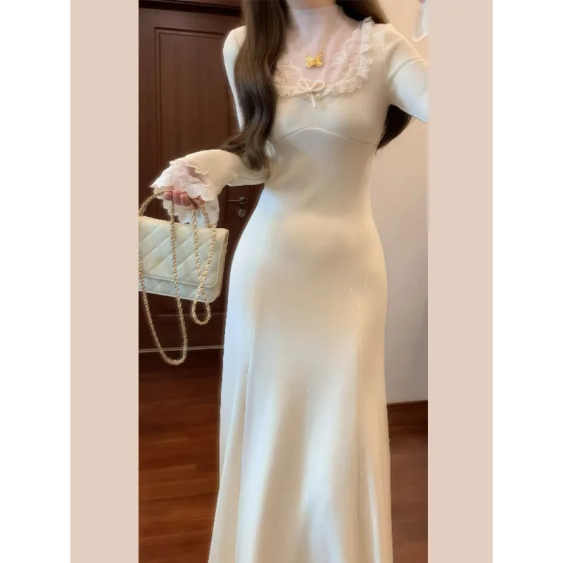 Women's Beige Knee-Length Button-Detail Dress