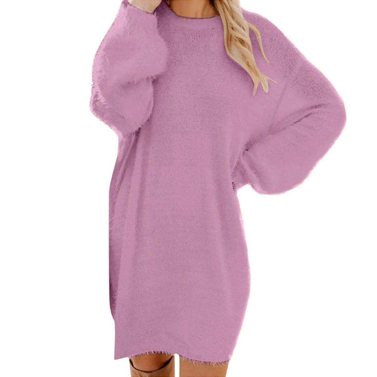 Women's Crewneck Knee-Length Sweater Dress