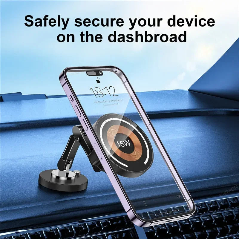 Magnetic Wireless Car Charger Stand & Phone Mount