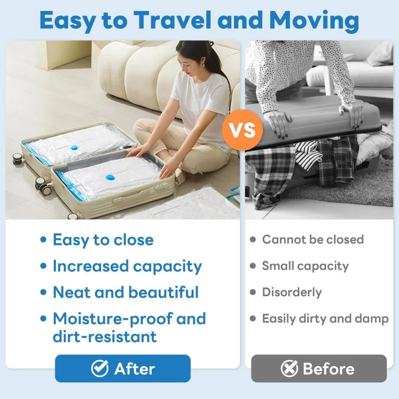 Vacuum Storage Bags with Hand Pump | 5 Sizes, 1–5 Pack | Space Saver Bags for Clothes & Bedding
