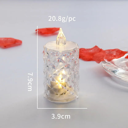 LED-Kristall-Kerzen ohne Flamme | Größen S, M & L | 1–24 Stück | Inklusive Batterien | Hochzeits- & Heimdekoration