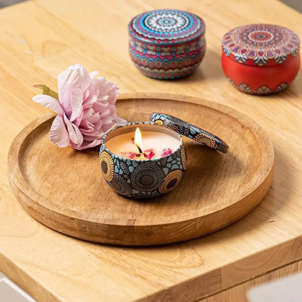 Dried Flower Soy Wax Scented Candle | Smokeless Tin Jar Candle | 8 Scents — Lavender, Rose, Jasmine & More