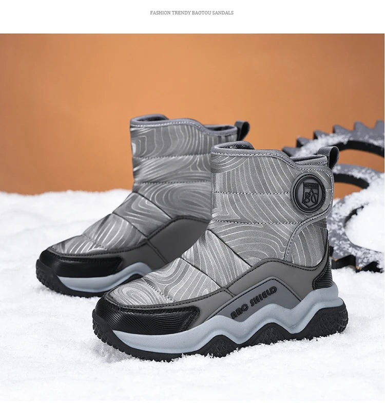 Kids' Plush-Lined Hook-and-Loop Winter Shoes