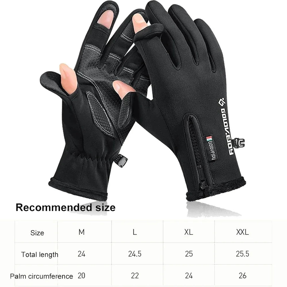 Flip-Finger Fishing Gloves – Fleece-Lined Touchscreen Winter Gloves