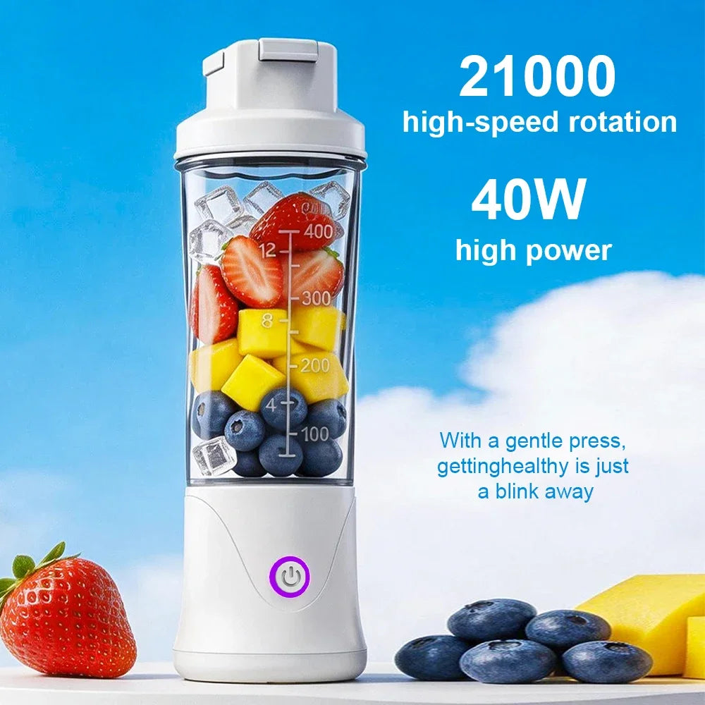 Portable Blender – USB-C Rechargeable 6-Blade Smoothie Maker with 2 Travel Cups