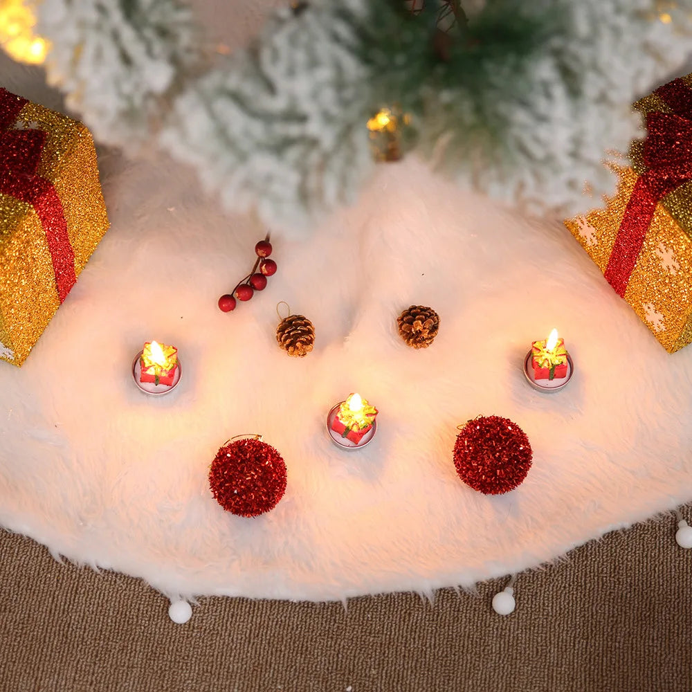 White Faux Fur Christmas Tree Skirt – Plush, 78 / 90 / 122 cm