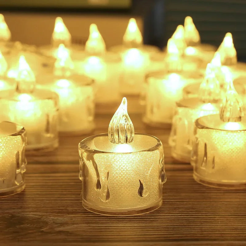 LED Flameless Pillar Candles Realistic Flickering Plastic Candle Night Light for Home Party Wedding Christmas Halloween Decor ﻿