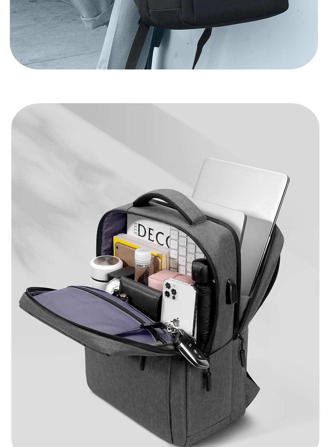 Anti-Theft Laptop Backpack - Travel Daypack & School Rucksack for Men and Women