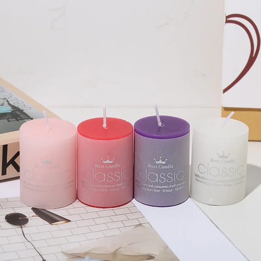 Classic Colored Pillar Candles for Home Decor Long Burning Time Ideal for Romantic Ambiance and Relaxation