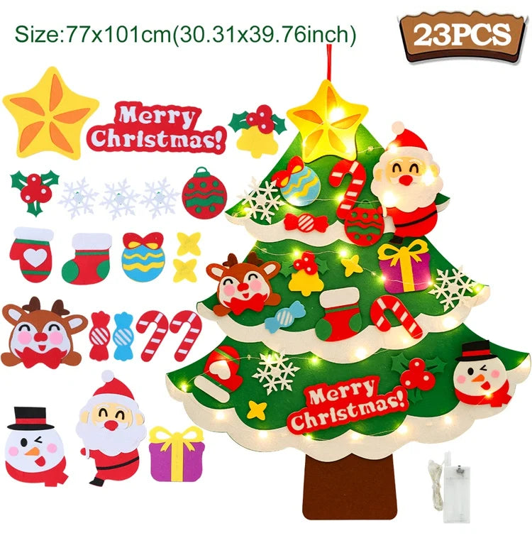 Sapin de Noël en feutrine à faire soi-même pour enfants – Sapin mural avec décorations à coller