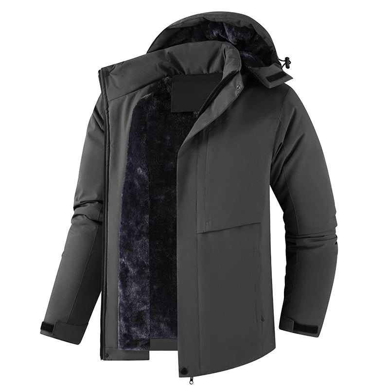 Winter Men Warm Waterproof Jackes Coat Mens Windproof Fleece Thicken Jacket Parkas Man Outdoor Casual Hooded Coat Jackets Male