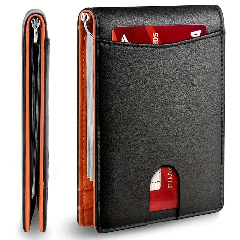 Men's Slim Bifold Wallet with Money Clip – RFID-Blocking