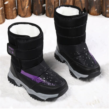 Botas de nieve impermeables para niños con forro de felpa
