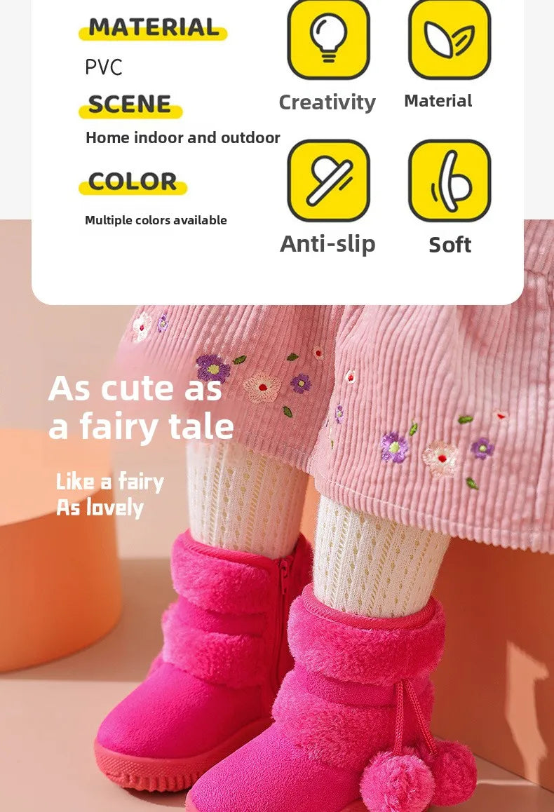 2026 New Girls Snow Boots Winter Comfortable Thick Warm Kids Boots  Thick Children Autumn Cute Boys Boots Princess Shoes