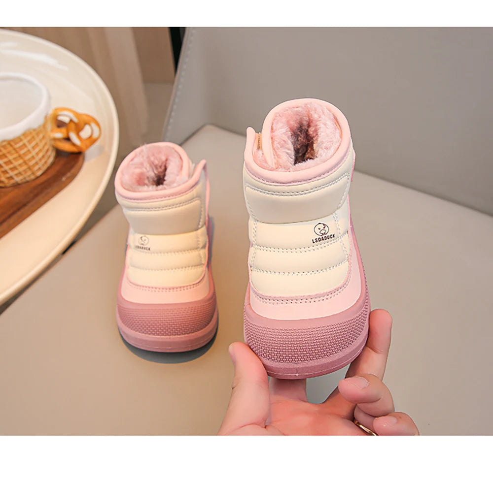 2025 New Winter Plush Snow Boots for Children Thick Warm Boy's Girl's Cotton Shoes Waterproof Kid's Winter Boots Velvet Shoe