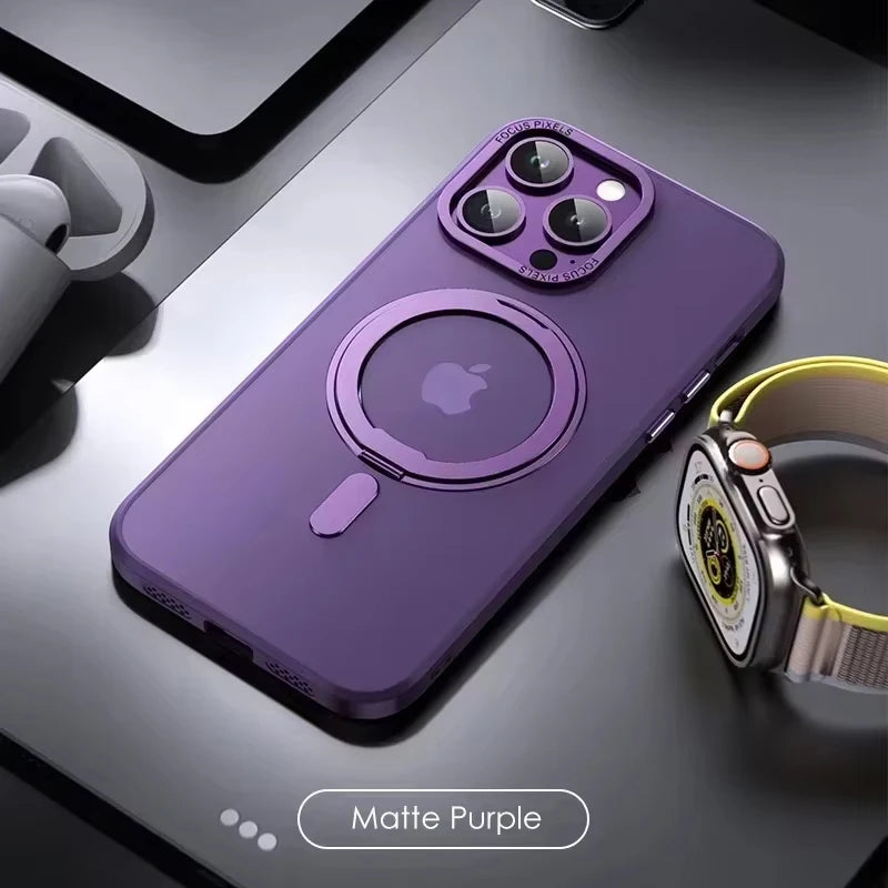 Magnetic iPhone Case with 360° Rotating Ring Stand