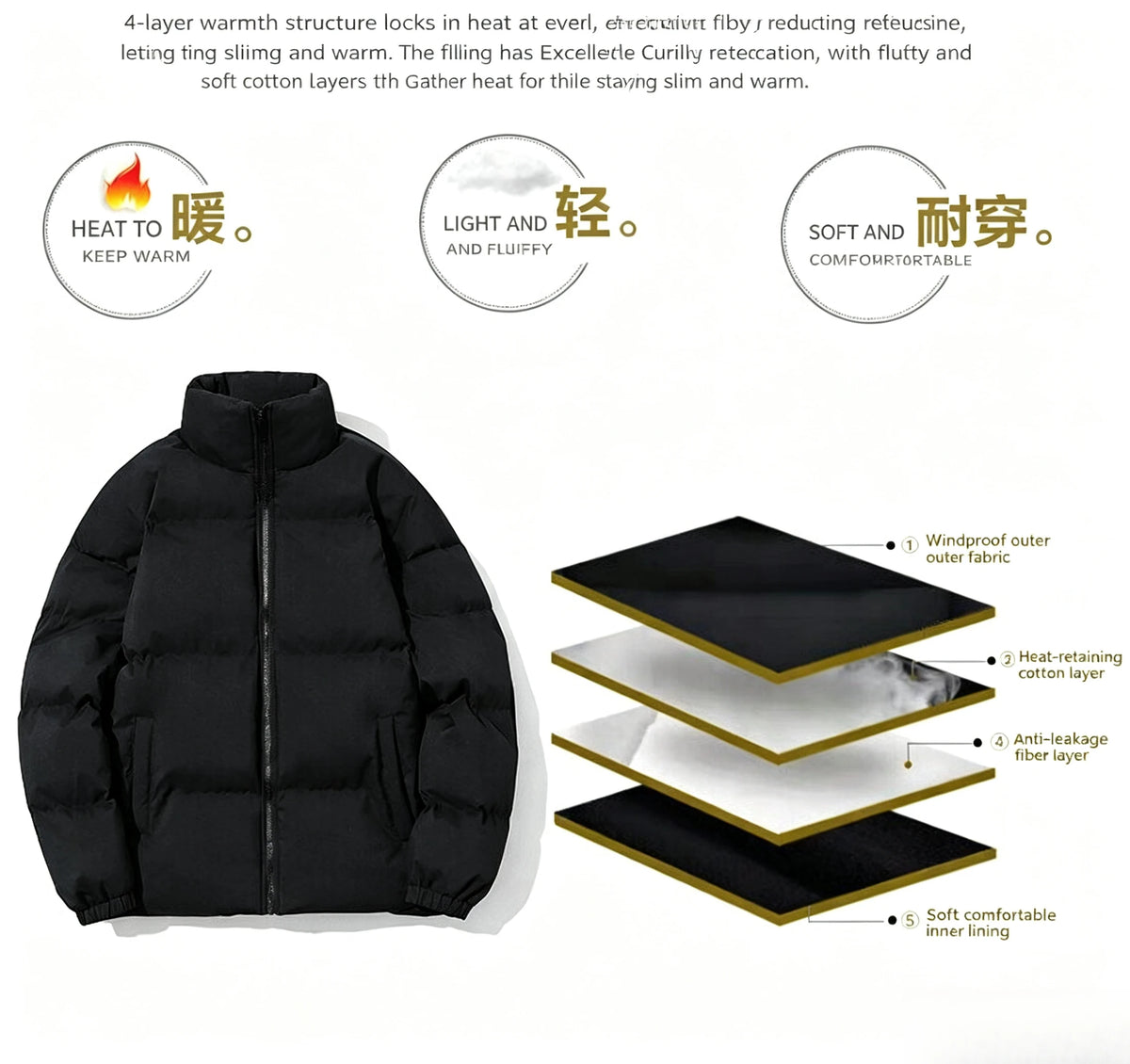 Women Men Winter Puffer Jacket, Solid Color Zip Up Stand Collar Warm Coat, Loose Casual Long Sleeve Outerwear For Daily