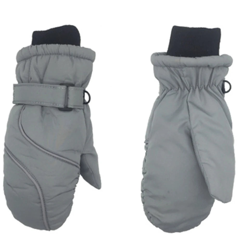 Kids' Long-Cuff Ski Mittens – Velvet-Lined Snow Mittens