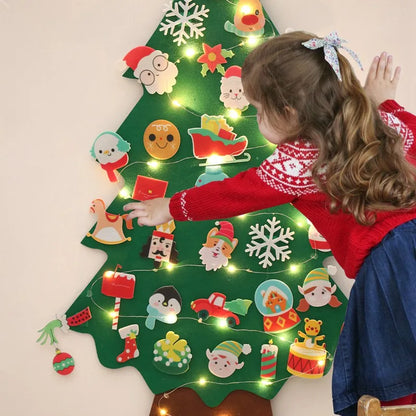 Sapin de Noël en feutrine à faire soi-même pour enfants – Sapin mural avec décorations à coller