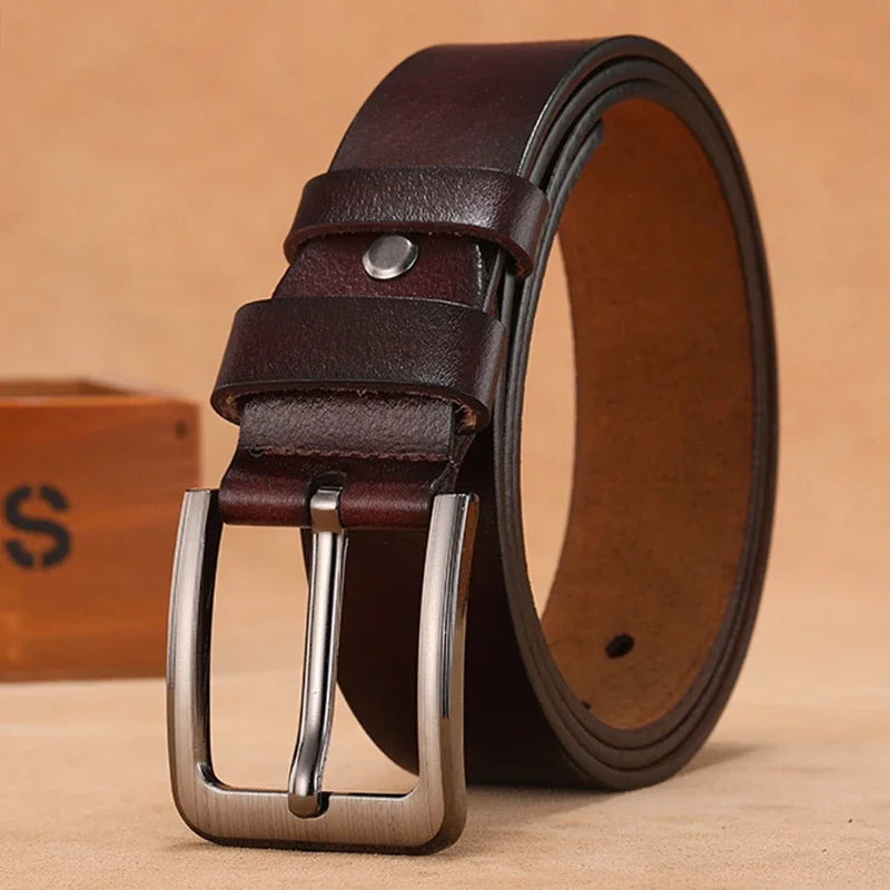 Men's Big & Tall Leather Belt – Pin Buckle, 105–170 cm