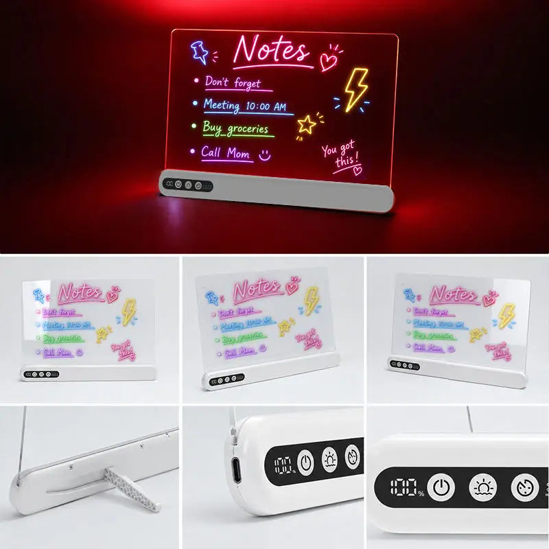 LED Light-Up Drawing Board – Rechargeable, with Timer & 7 Markers